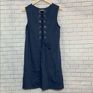 Theory Navy Blue Linen/Rayon Shift Dress S…